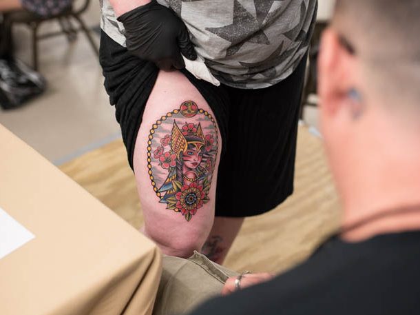 Photo of a leg tattoo